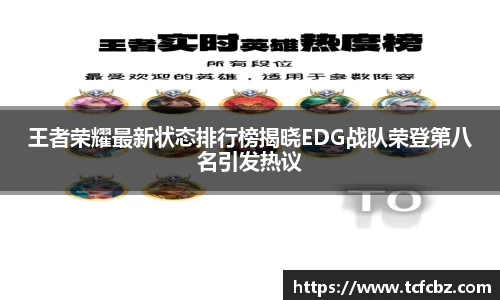王者荣耀最新状态排行榜揭晓EDG战队荣登第八名引发热议