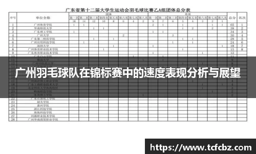 广州羽毛球队在锦标赛中的速度表现分析与展望